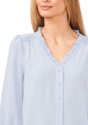 Women's Button Front V-Neck Blouse