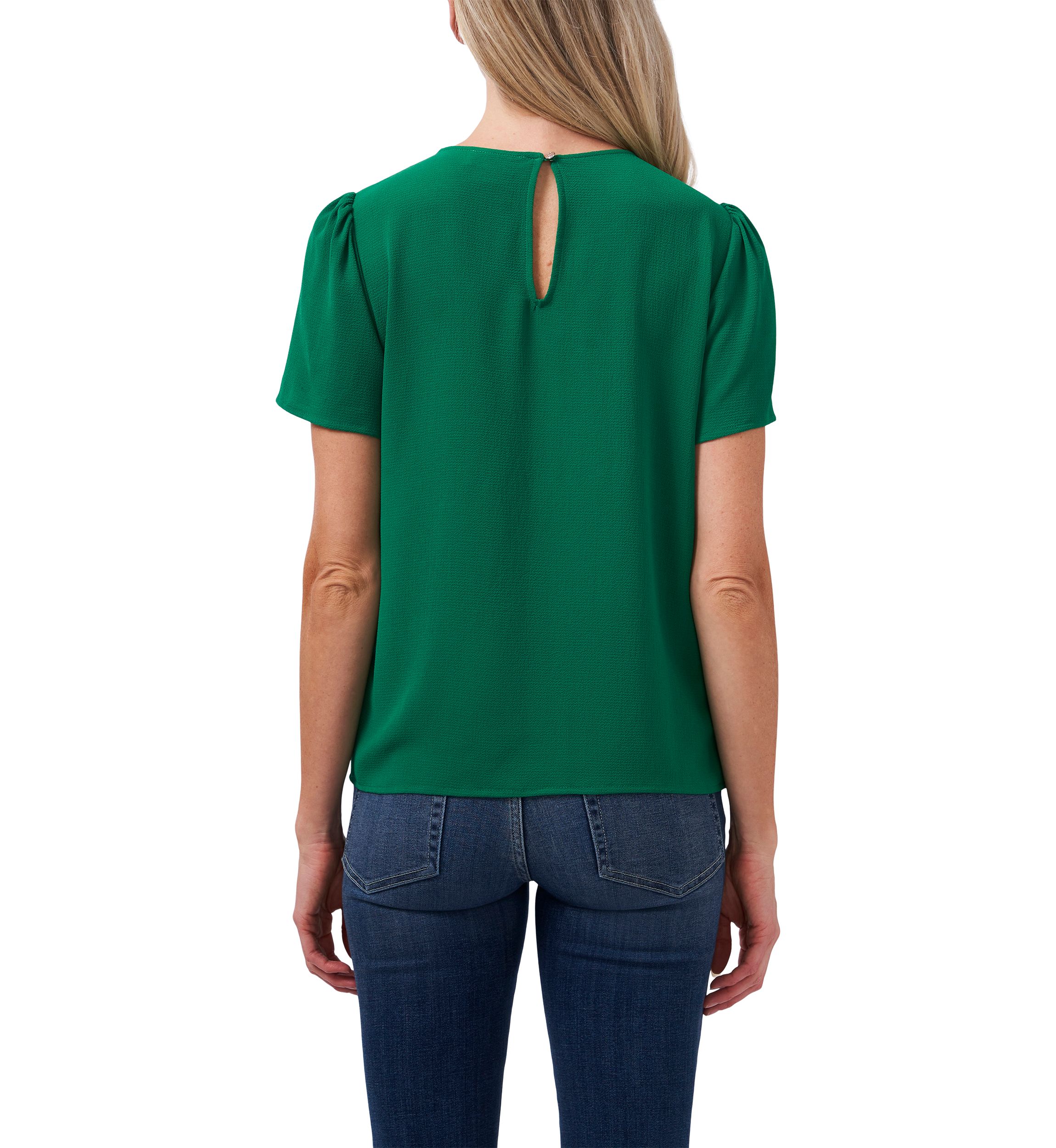 Womens Short Sleeve Pleated Blouse