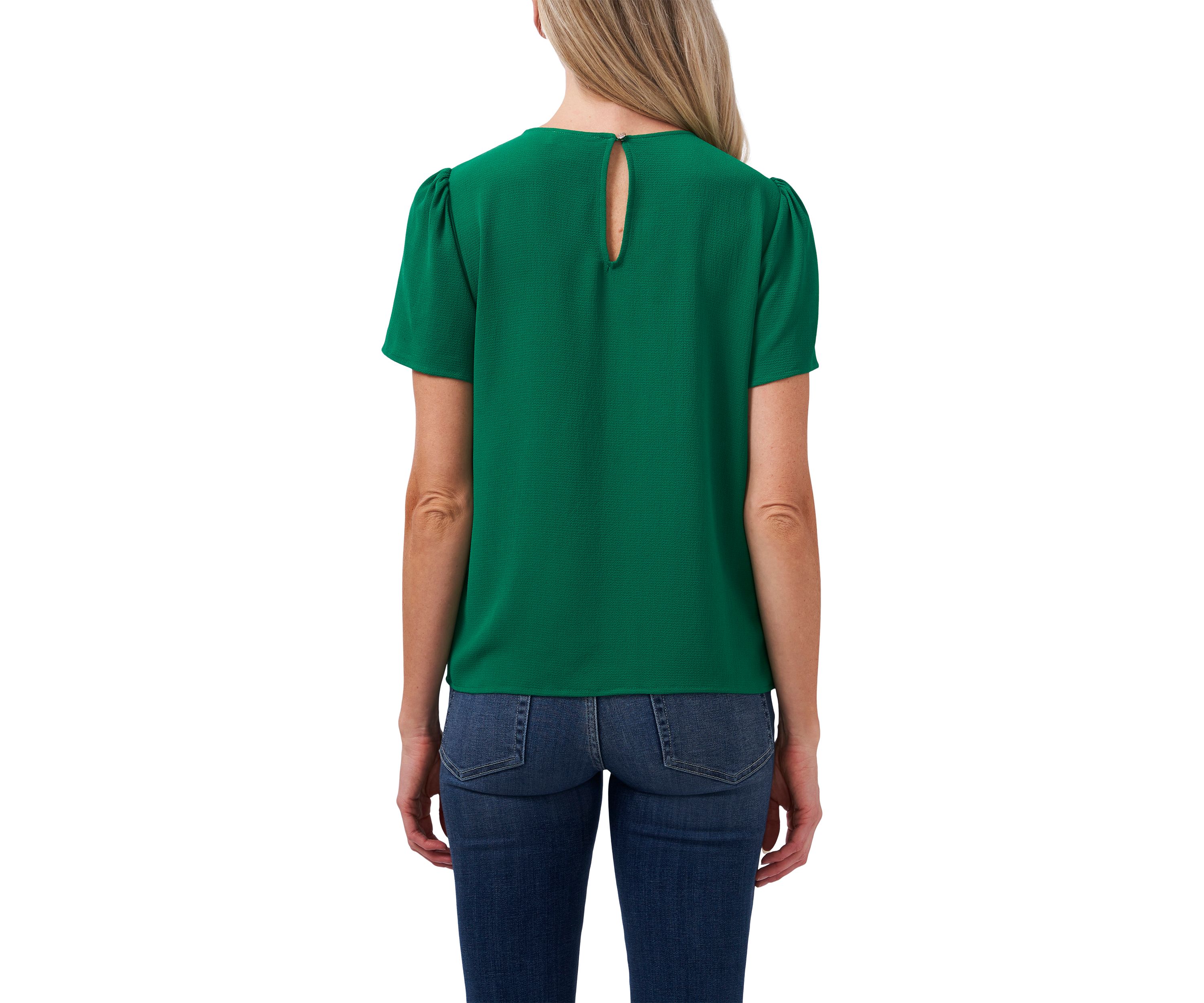 Womens Short Sleeve Pleated Blouse
