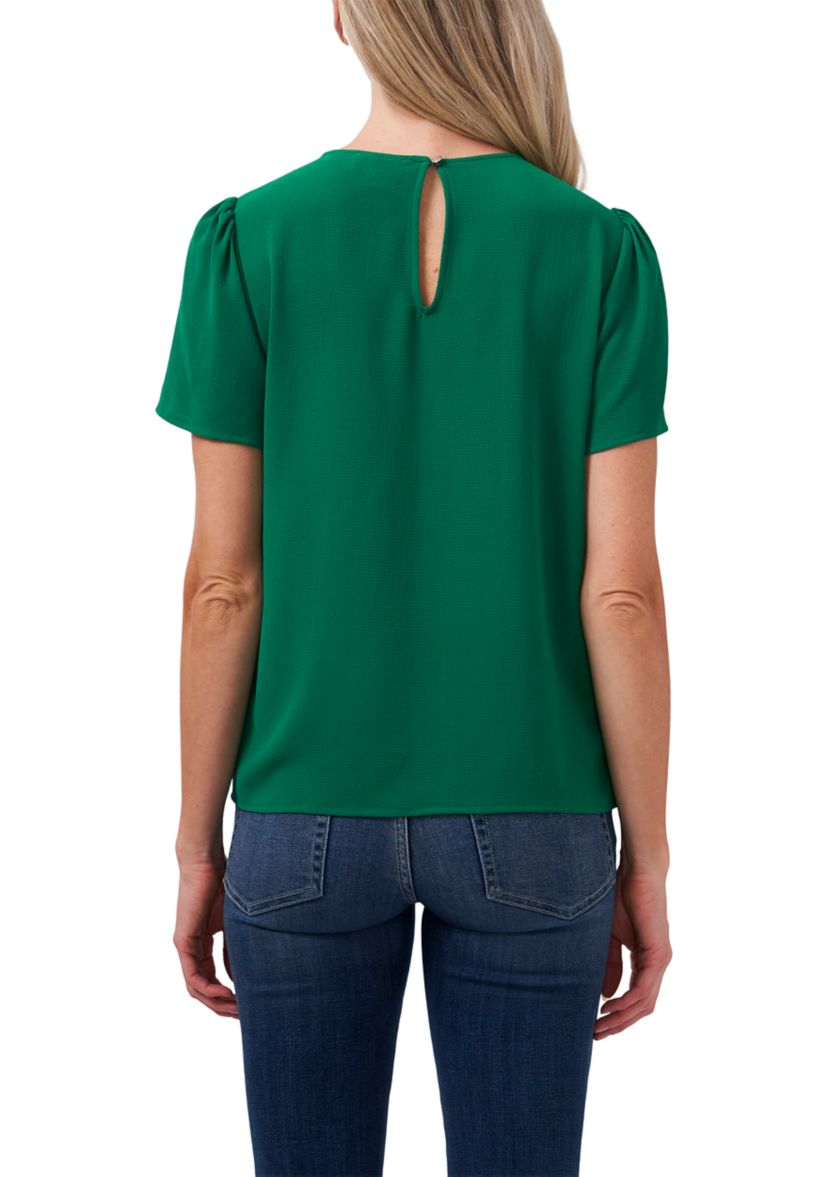 Womens Short Sleeve Pleated Blouse