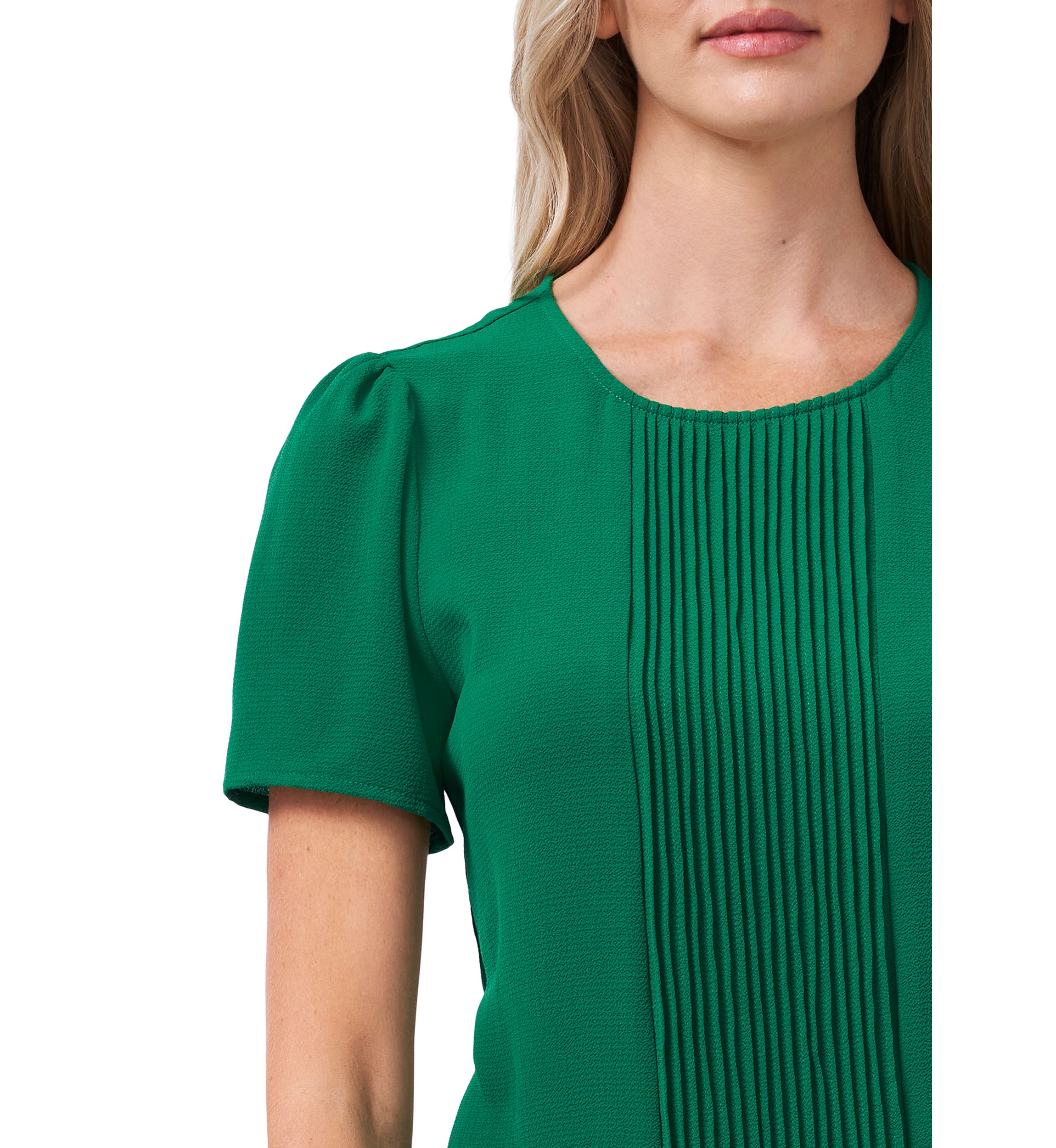 Womens Short Sleeve Pleated Blouse