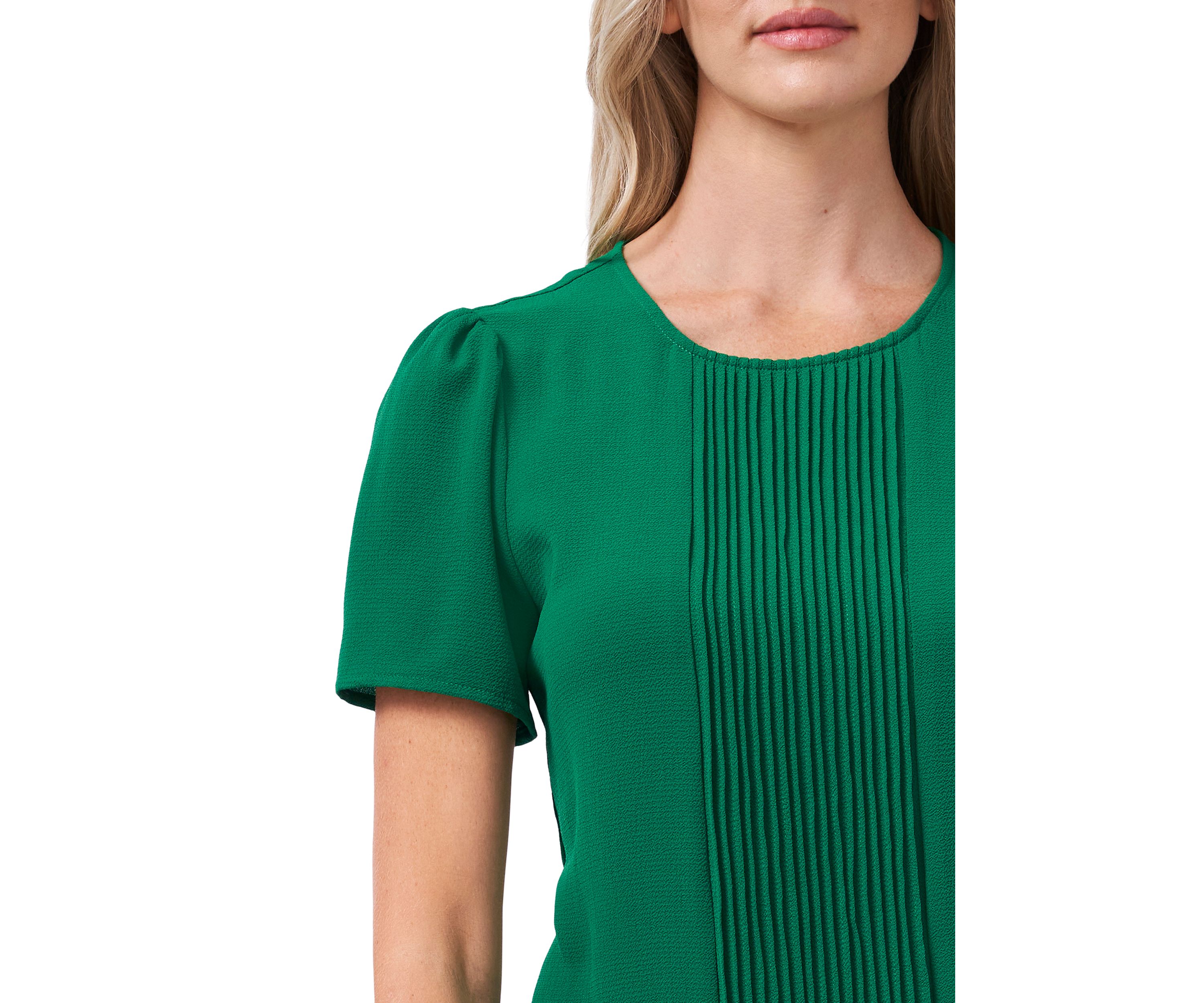 Womens Short Sleeve Pleated Blouse