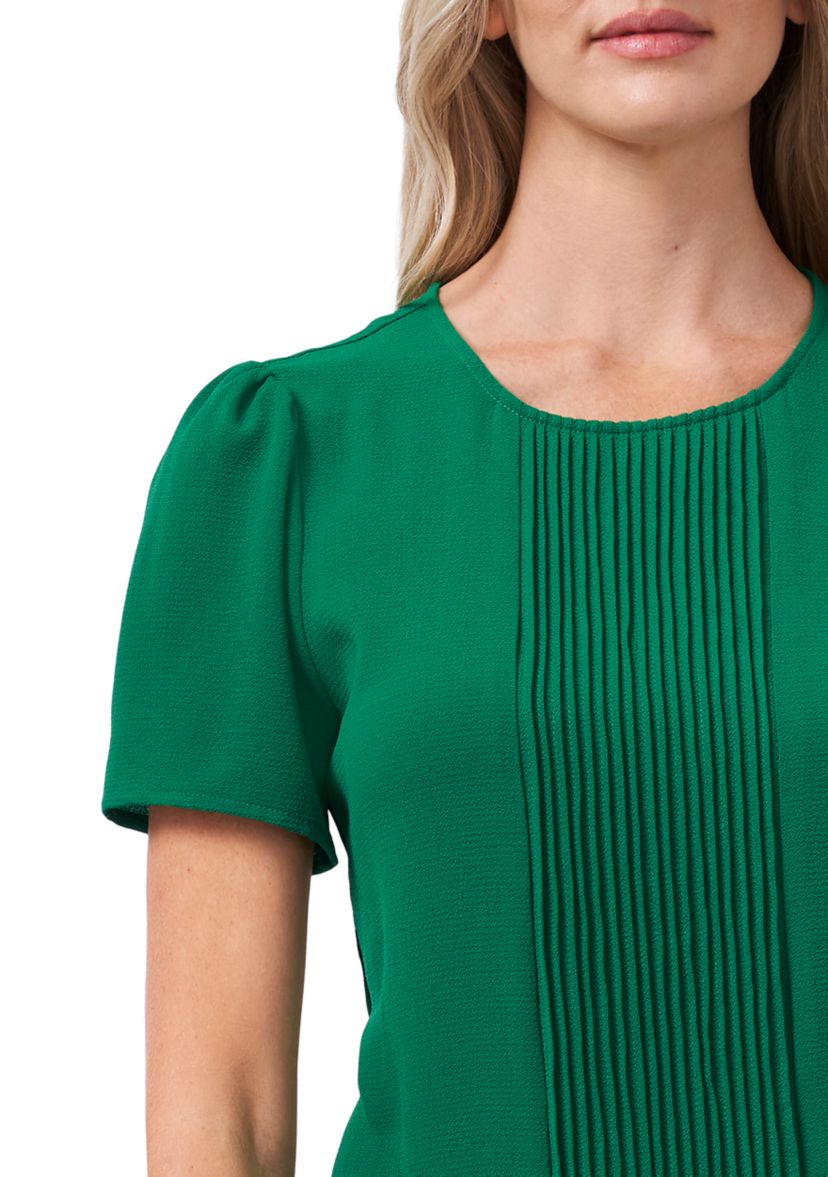Womens Short Sleeve Pleated Blouse