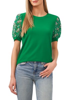 Women's Ditsy Bouquets Puff Sleeve Blouse