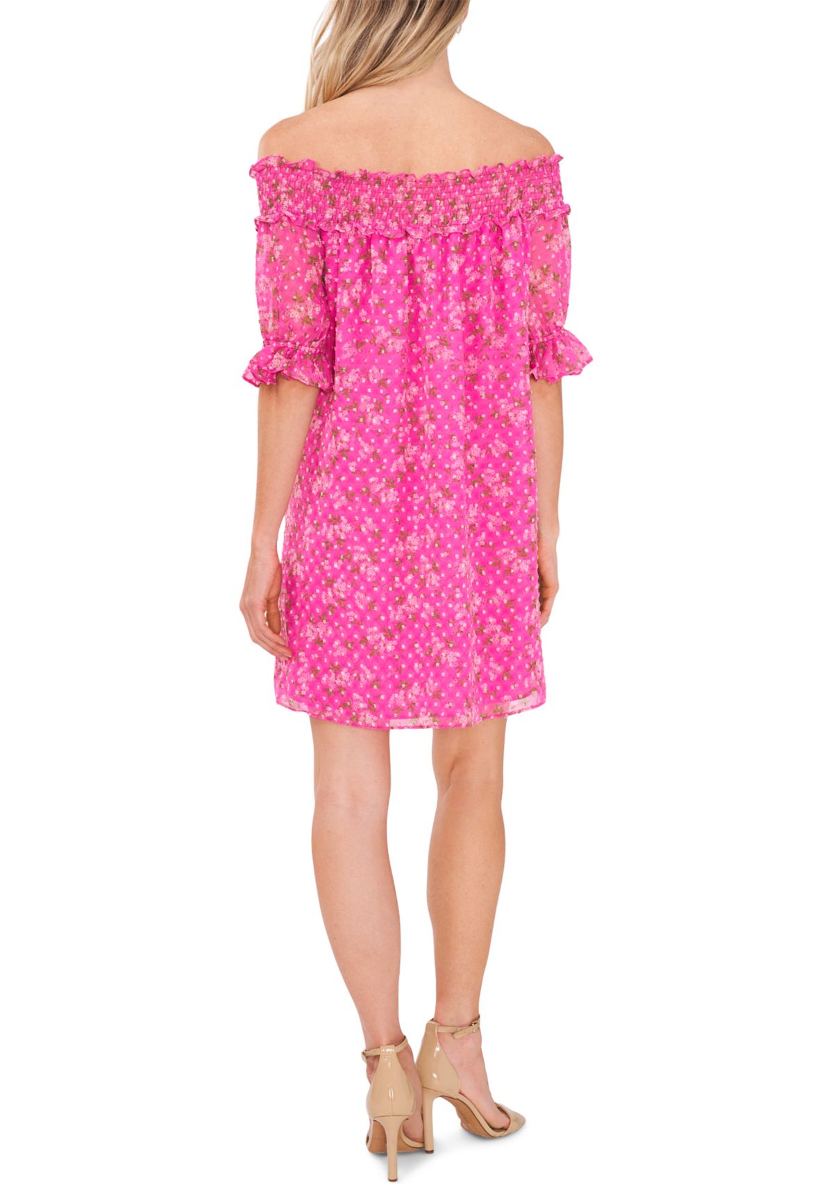 Womens Smocked Off the Shoulder Dress