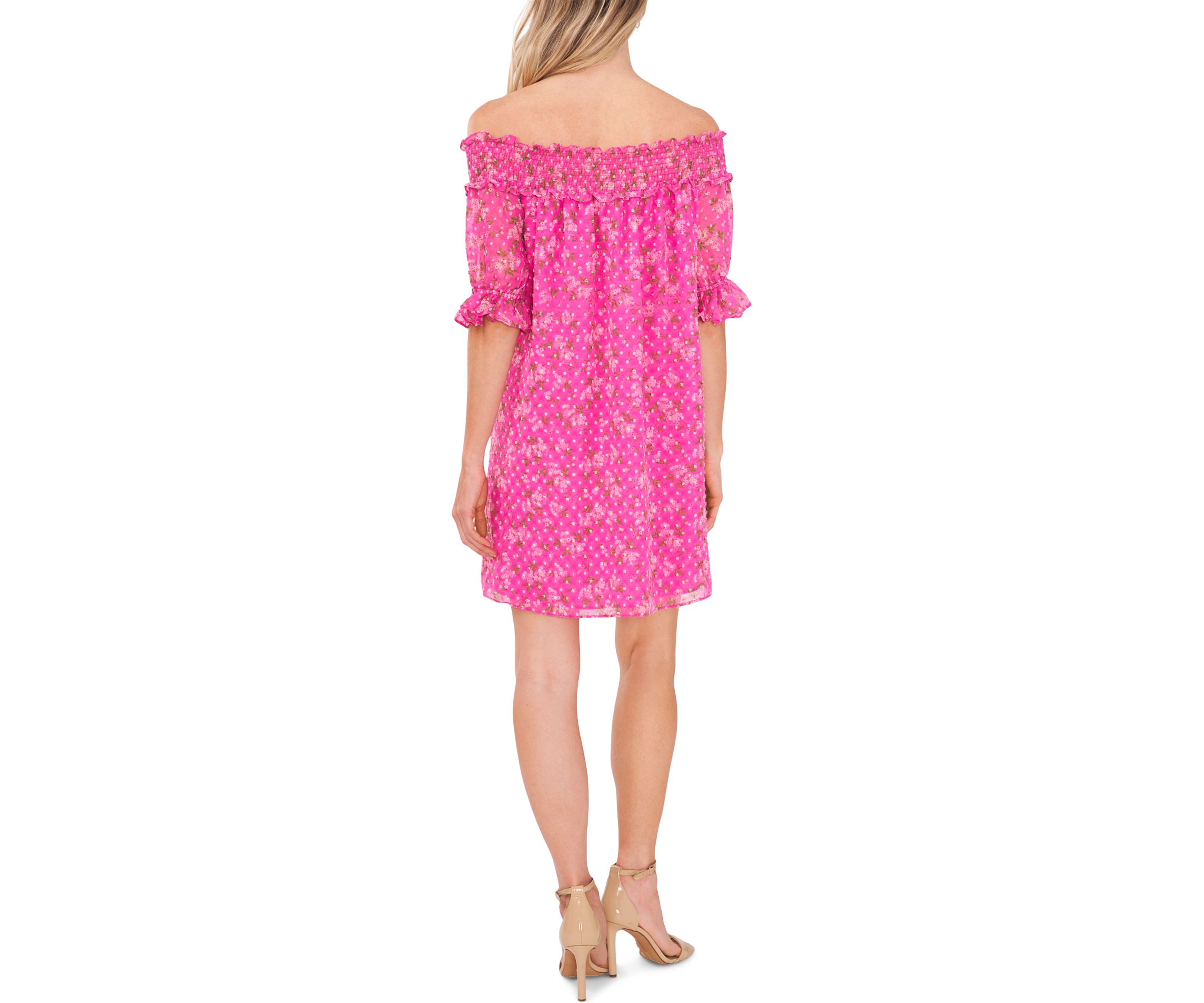 Womens Smocked Off the Shoulder Dress
