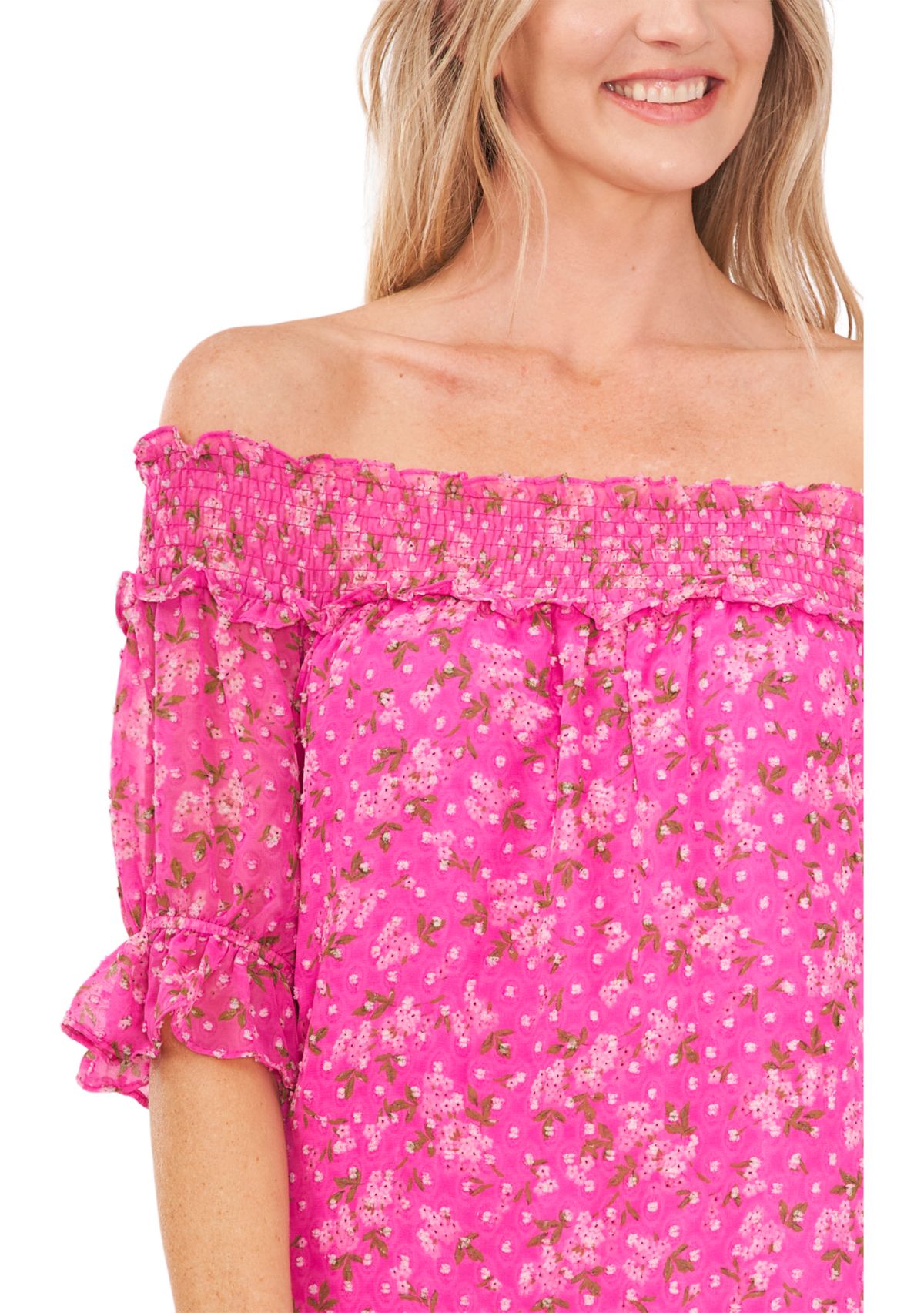 Womens Smocked Off the Shoulder Dress