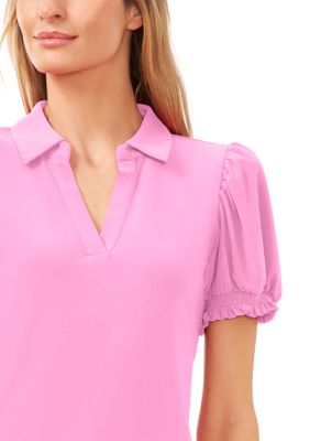 Women's Short Sleeve Split Neck Blouse