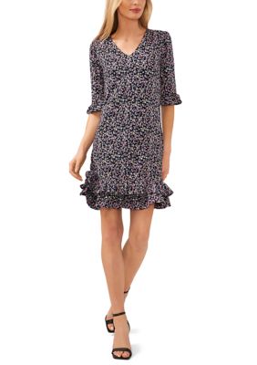 Women's Ruffle Ditsy Floral Printed Dress