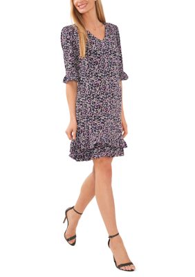 Women's Ruffle Ditsy Floral Printed Dress