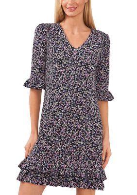 Women's Ruffle Ditsy Floral Printed Dress