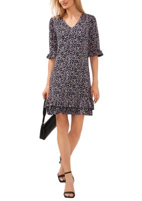 Women's Ruffle Ditsy Floral Printed Dress