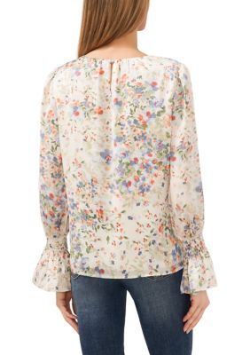 Women's Puff Sleeve Floral Blouse