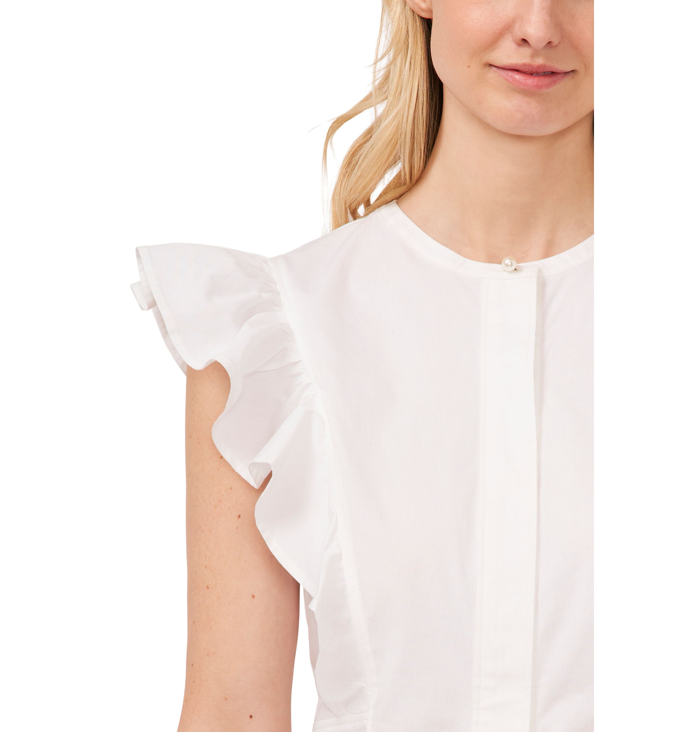 Womens Flutter Sleeve Ruffle Front Top