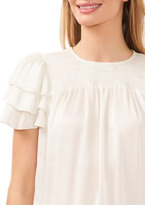 Women's Flutter Sleeve Solid Blouse