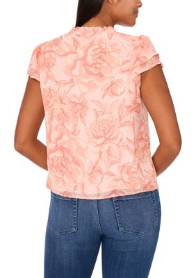 Women's Flutter Sleeve Floral Blouse