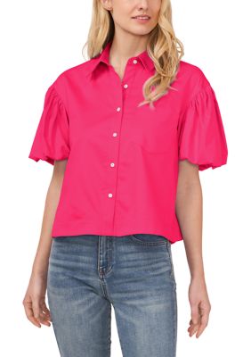 Women's Puff Sleeve Cotton Shirt