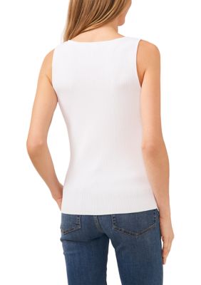 Women's Sleeveless Sweetheart Neck Ribbed Sweater