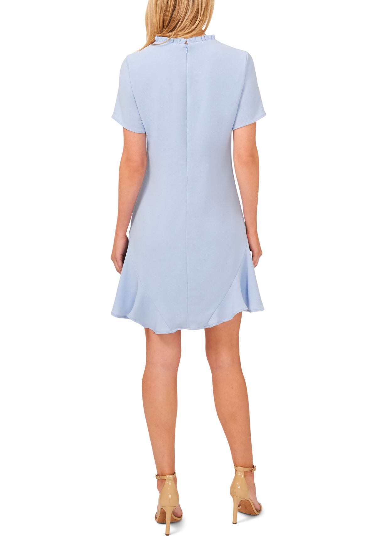 Womens Ruffle Neck Solid Dress