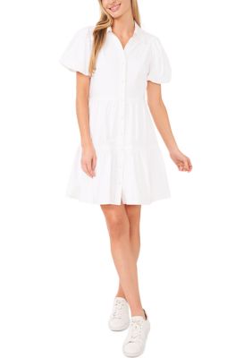 Women's Pleated Cotton Shirtdress