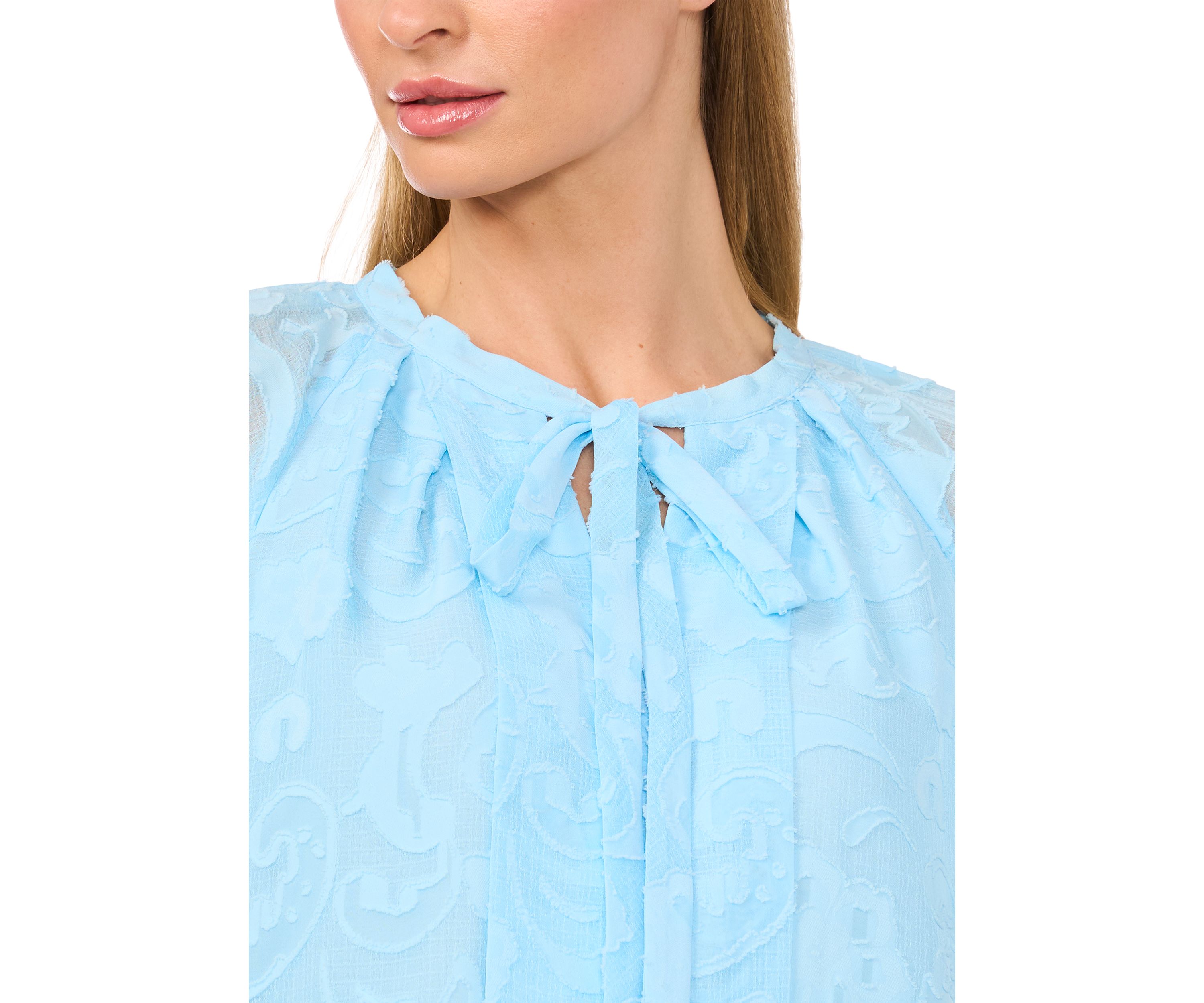 Womens Flutter Sleeve Burnout Blouse
