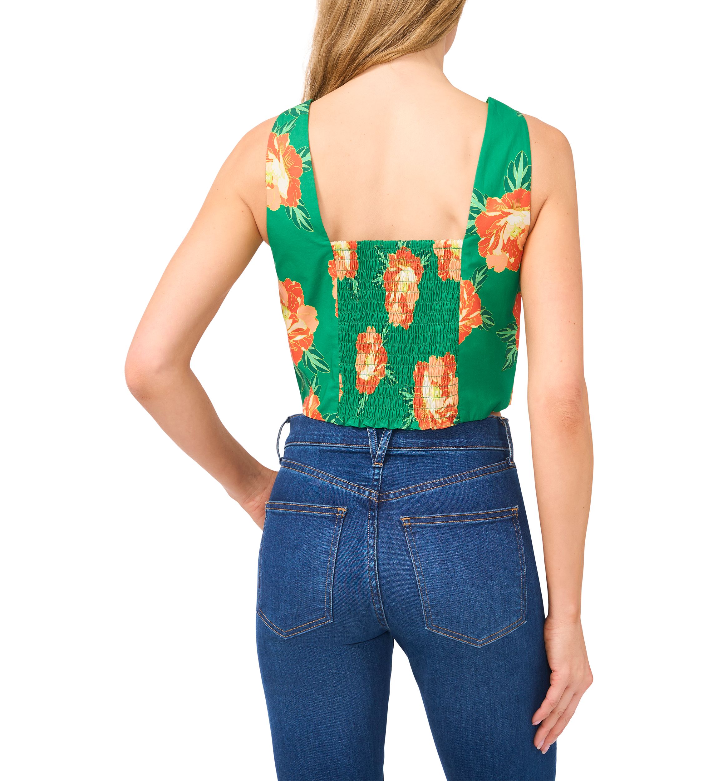 Square Neck Bold Floral Tank Top