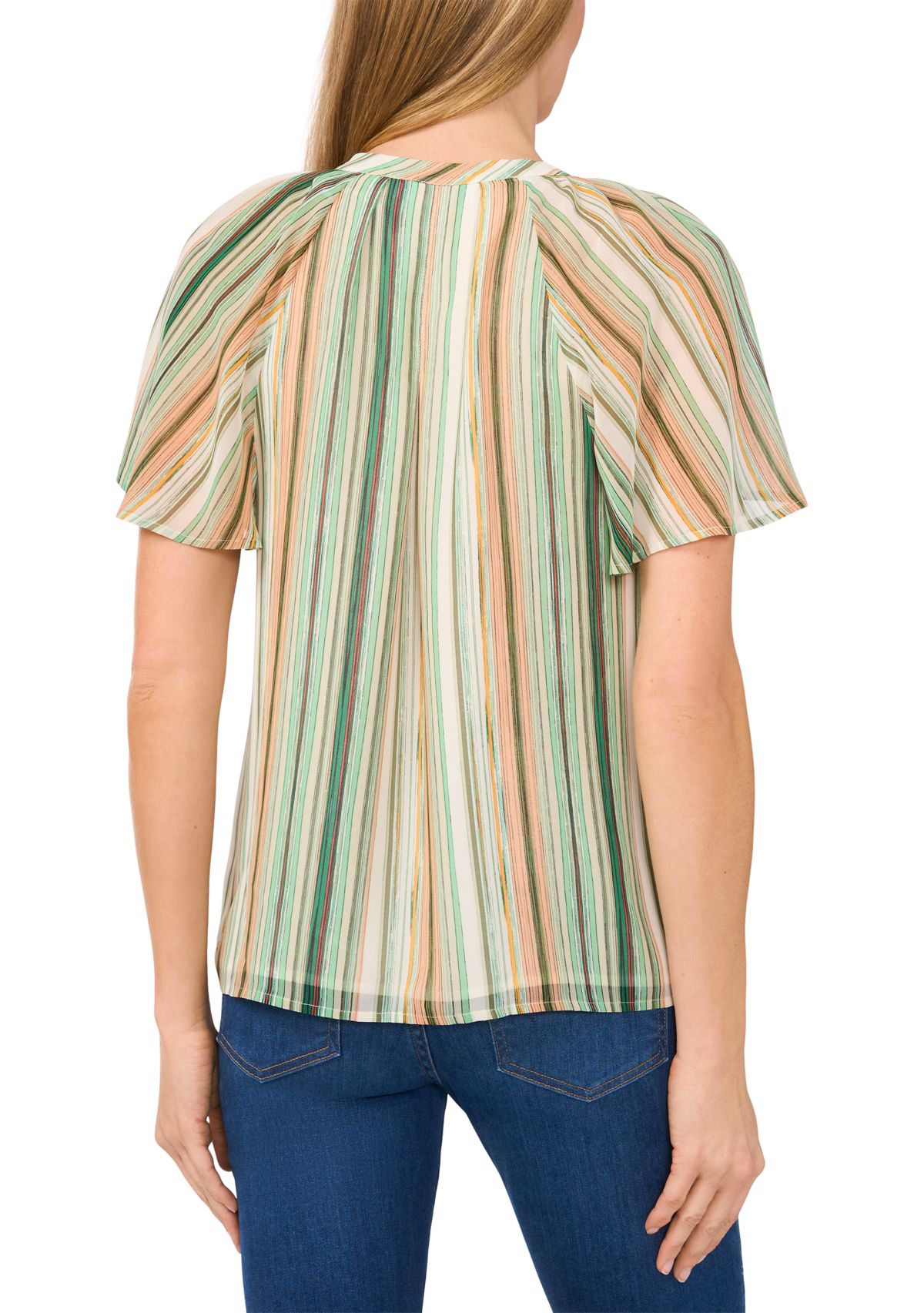 Womens Flutter Sleeve Ruffle Blouse