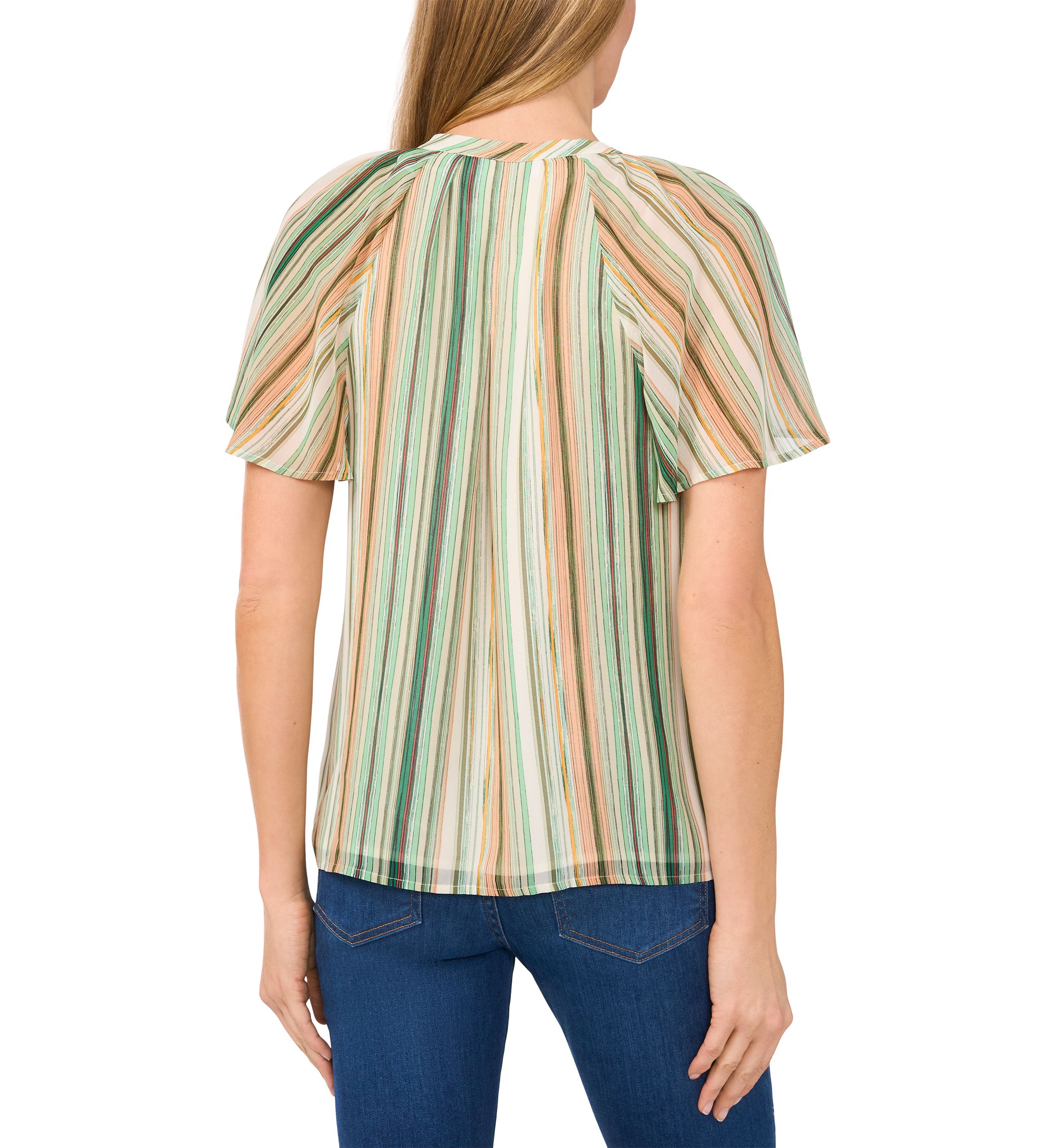 Womens Flutter Sleeve Ruffle Blouse