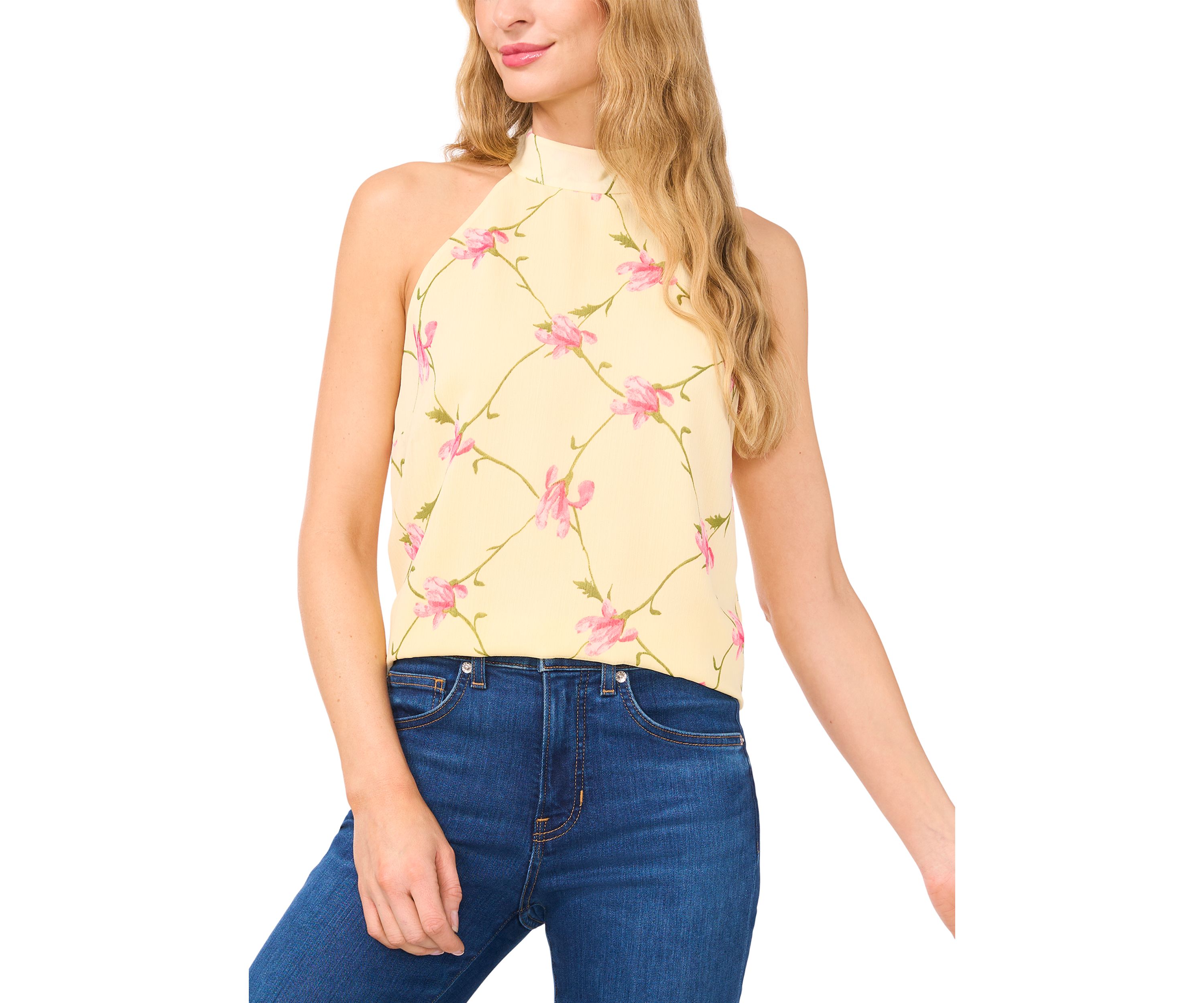 Womens Floral Halter Blouse