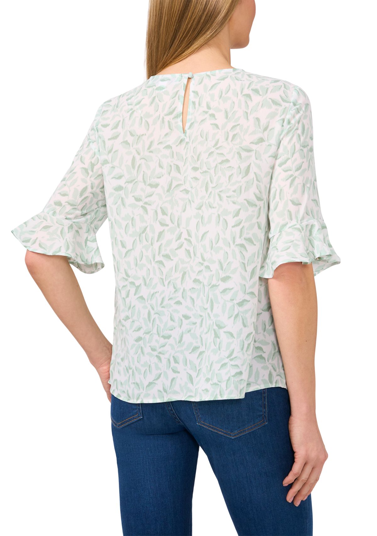 Womens Ruffle Sleeve Printed Blouse