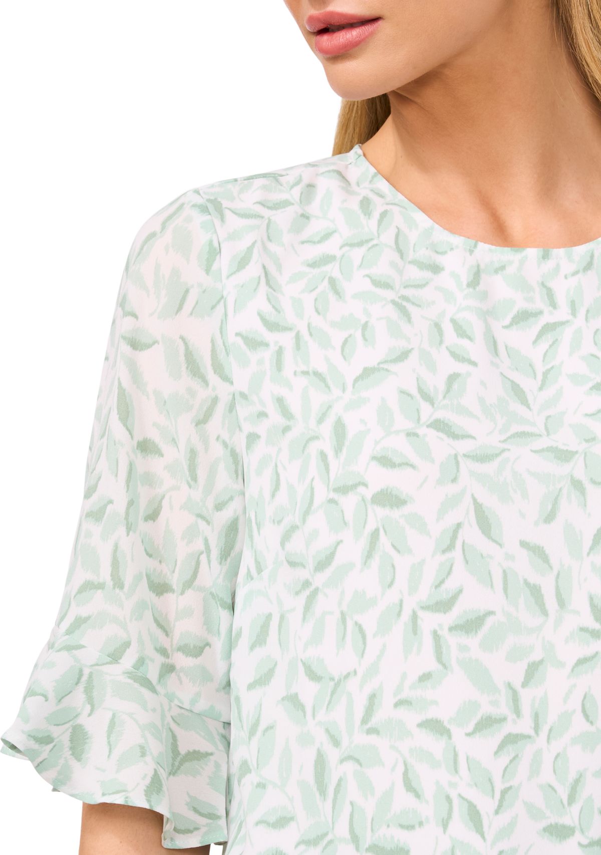 Womens Ruffle Sleeve Printed Blouse