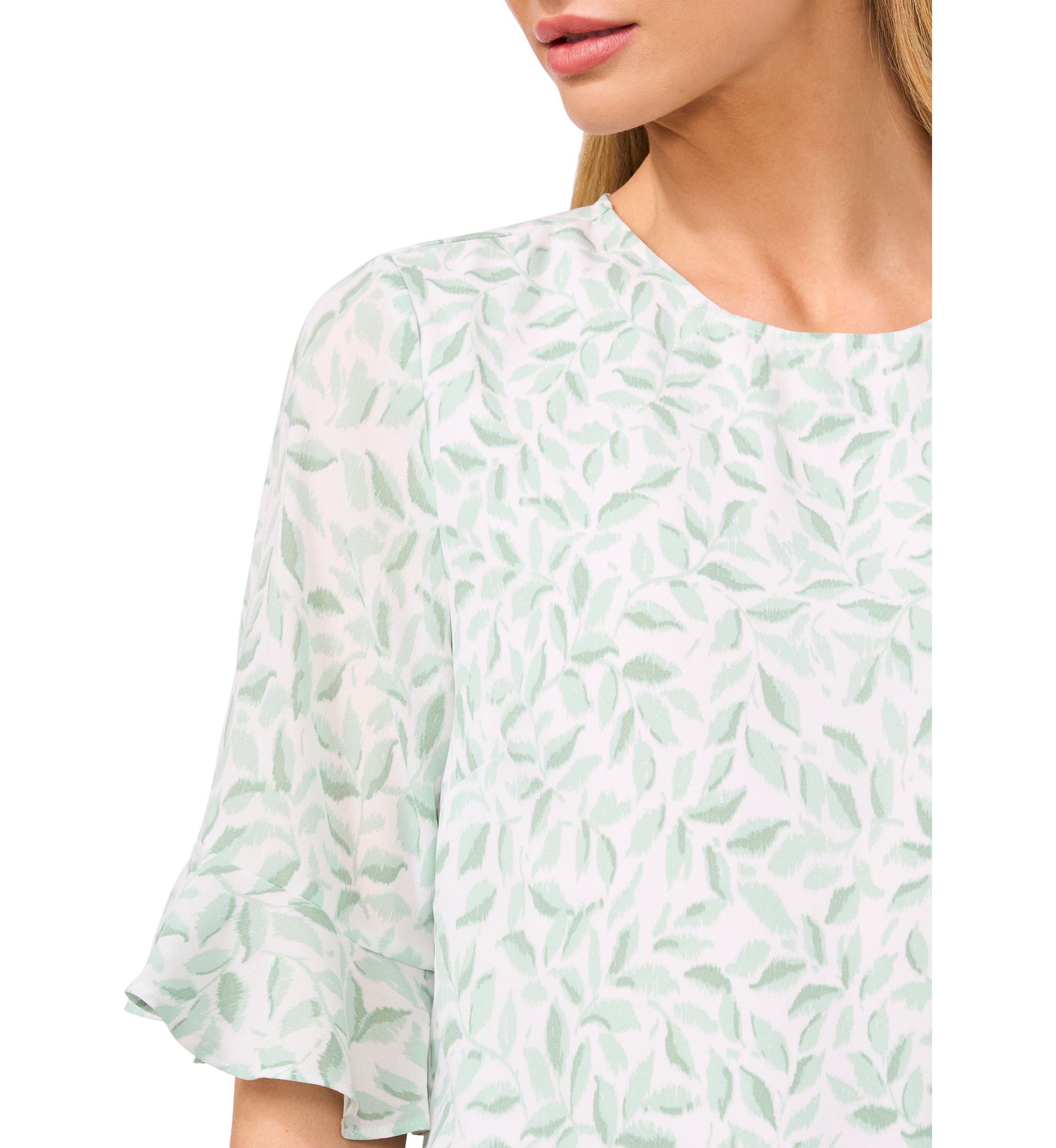 Womens Ruffle Sleeve Printed Blouse