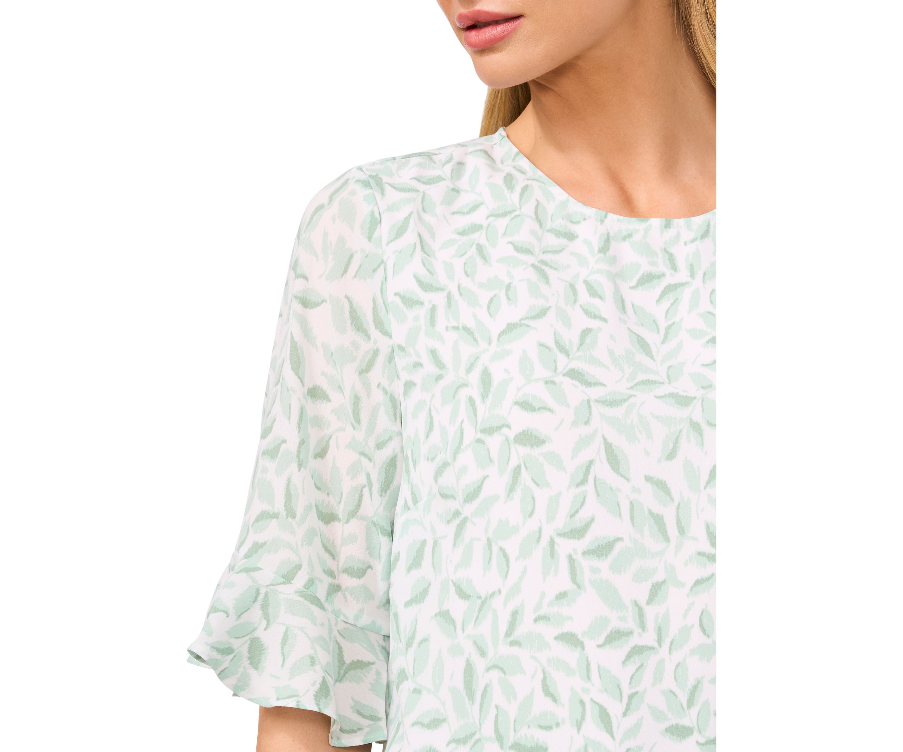 Womens Ruffle Sleeve Printed Blouse