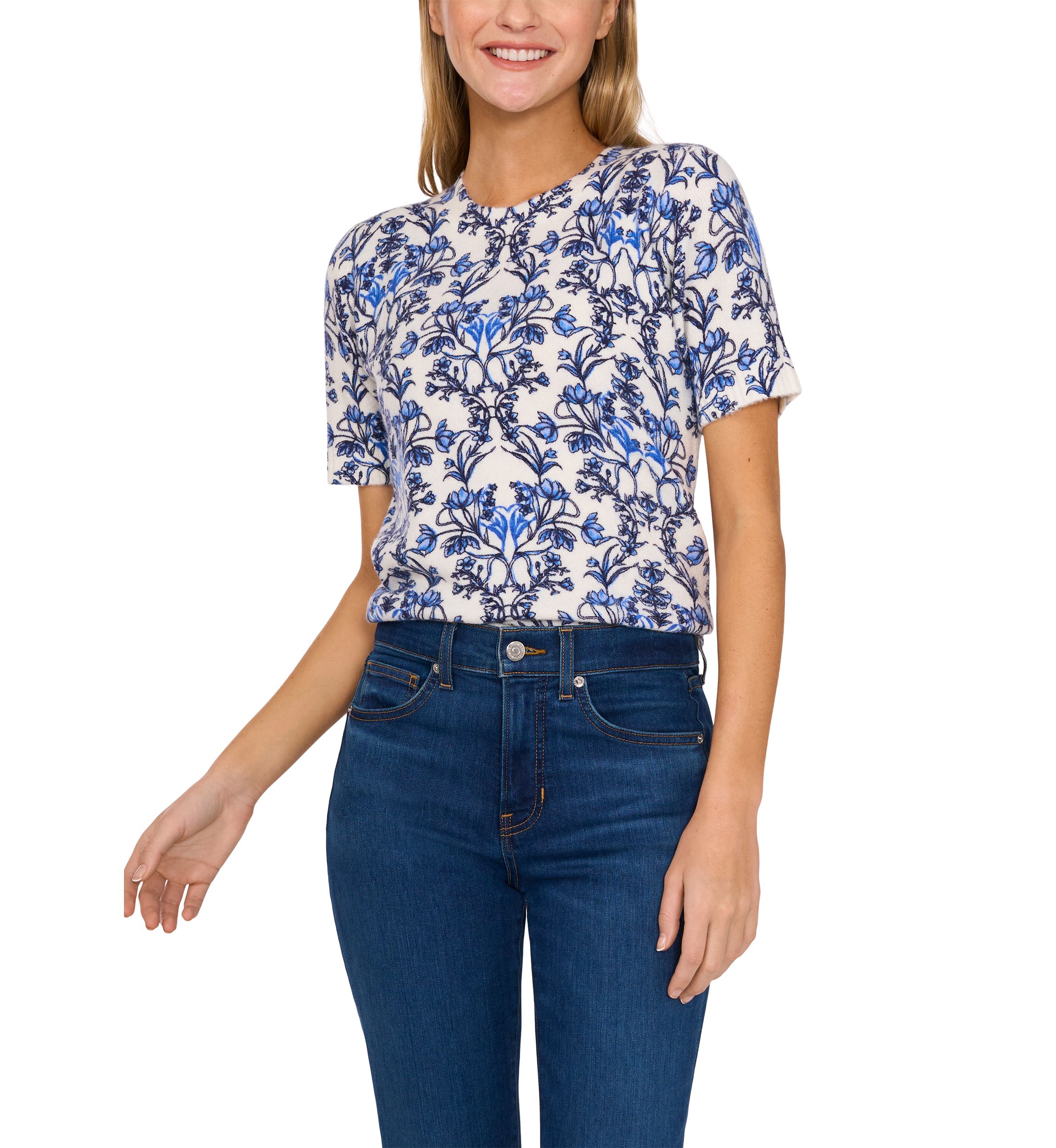 Womens Short Sleeve Floral Top 