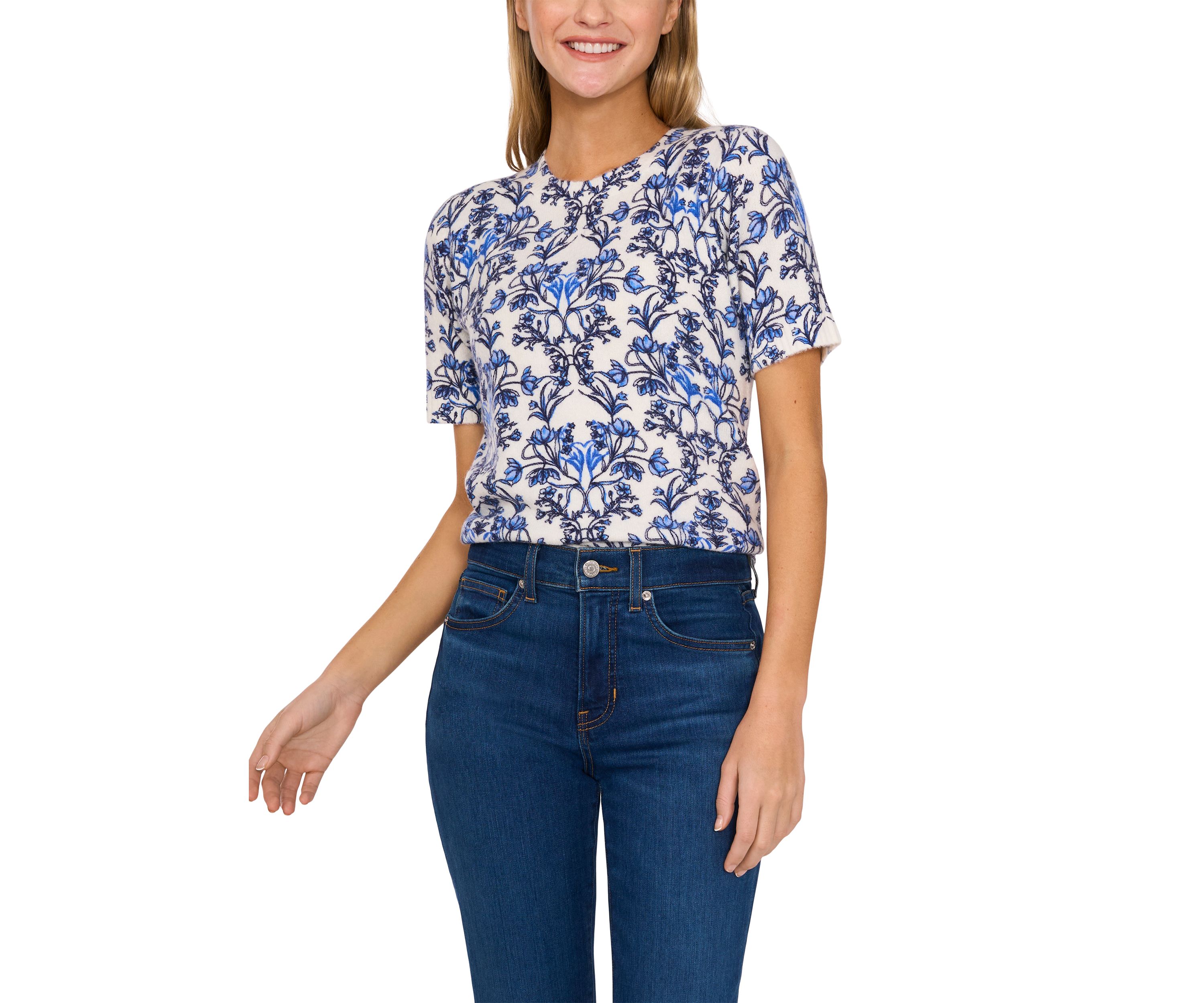 Womens Short Sleeve Floral Top 