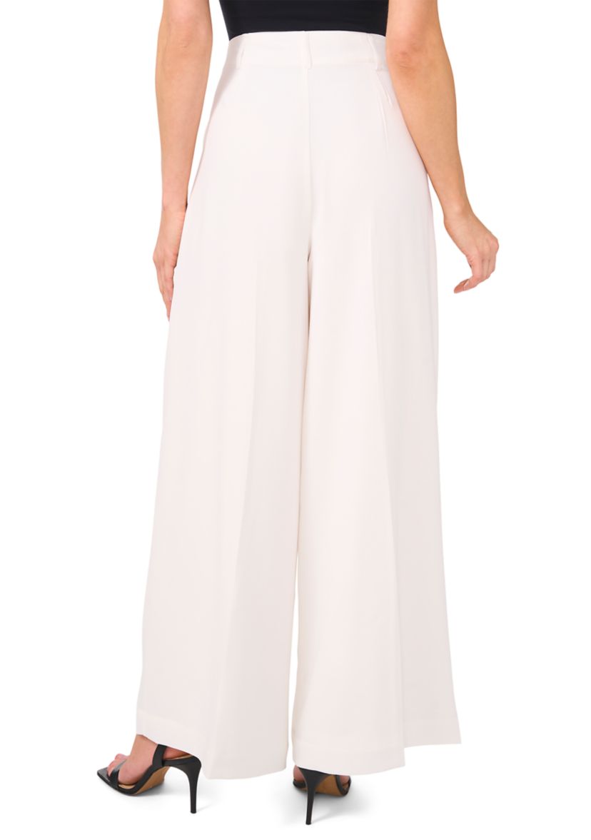 Womens Button Front Wide Leg Pants
