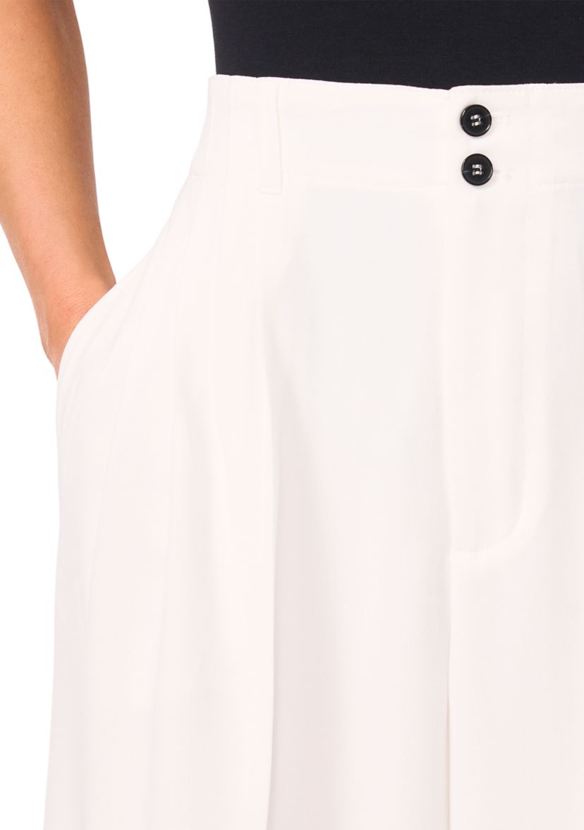 Womens Button Front Wide Leg Pants