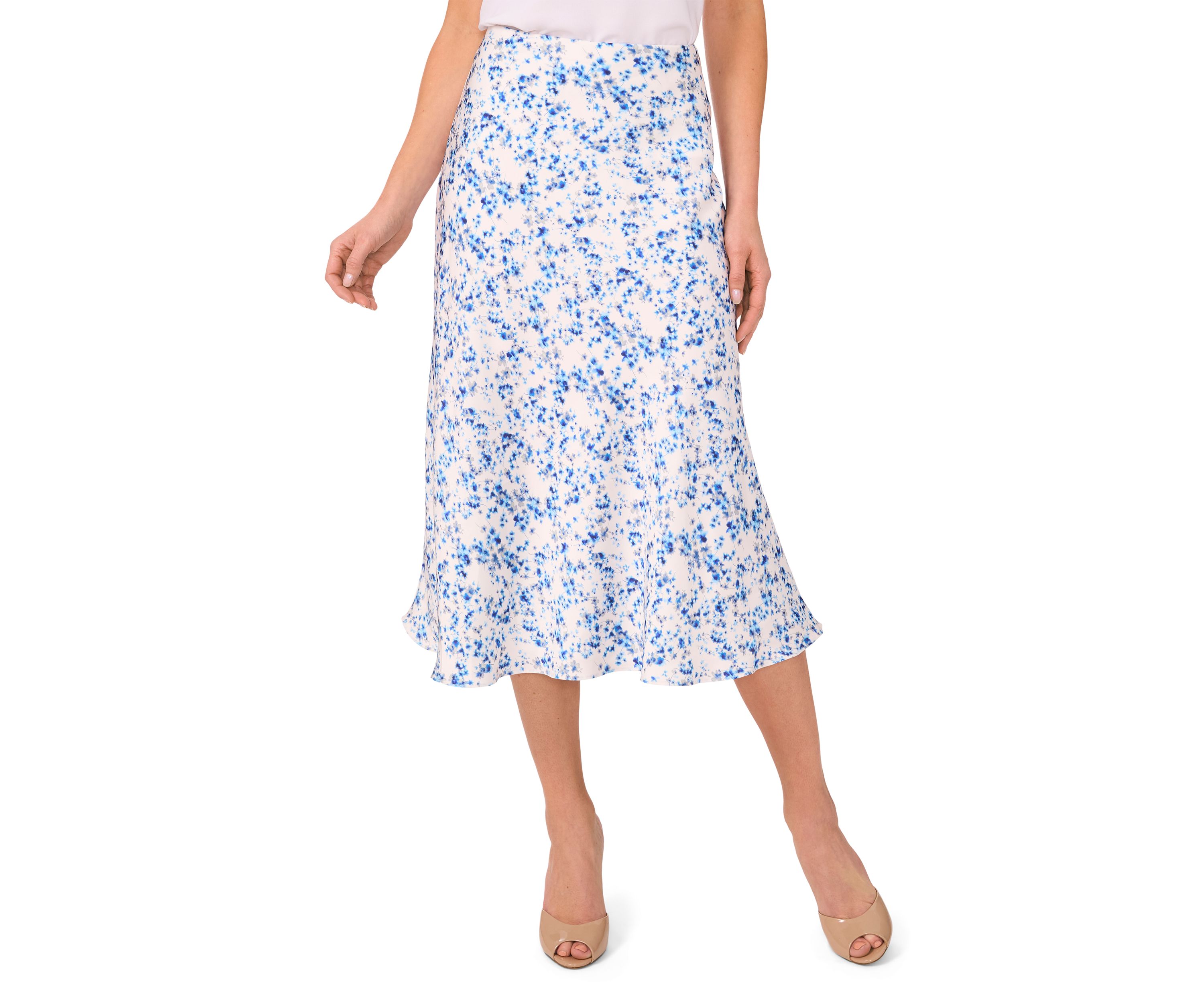 Womens Ditsy Satin Midi Skirt