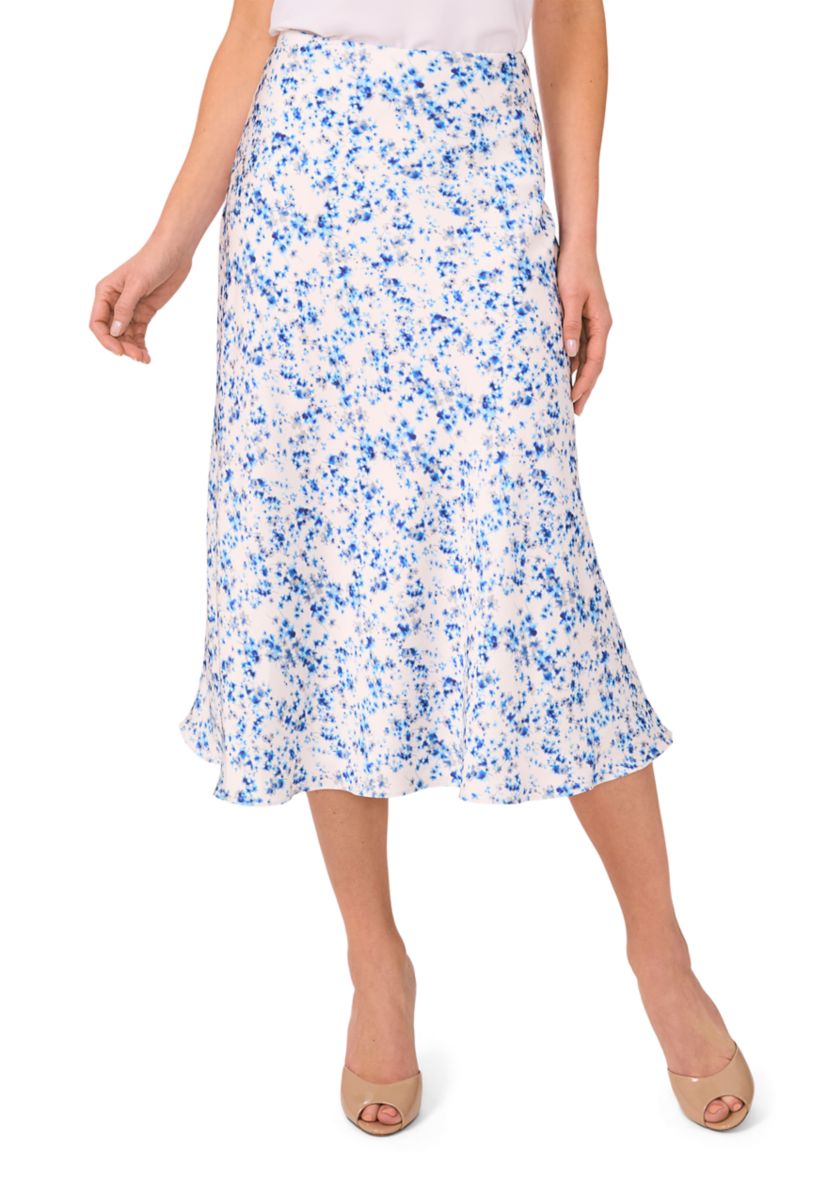 Womens Ditsy Satin Midi Skirt