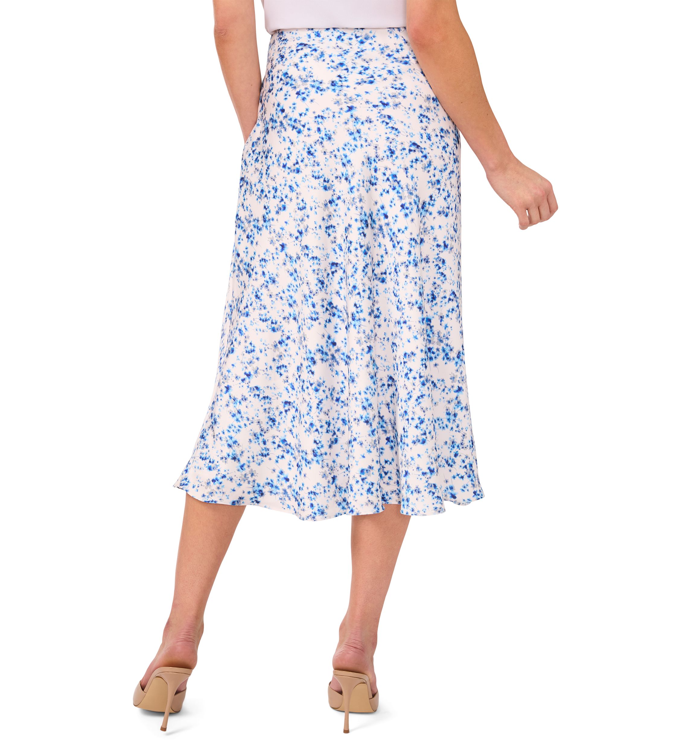 Womens Ditsy Satin Midi Skirt