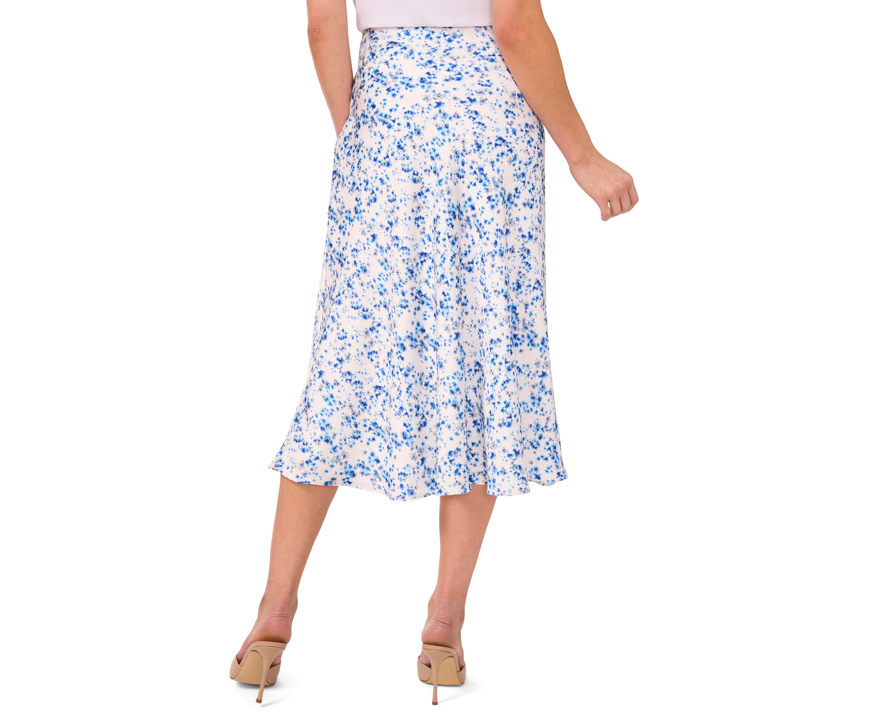 Womens Ditsy Satin Midi Skirt