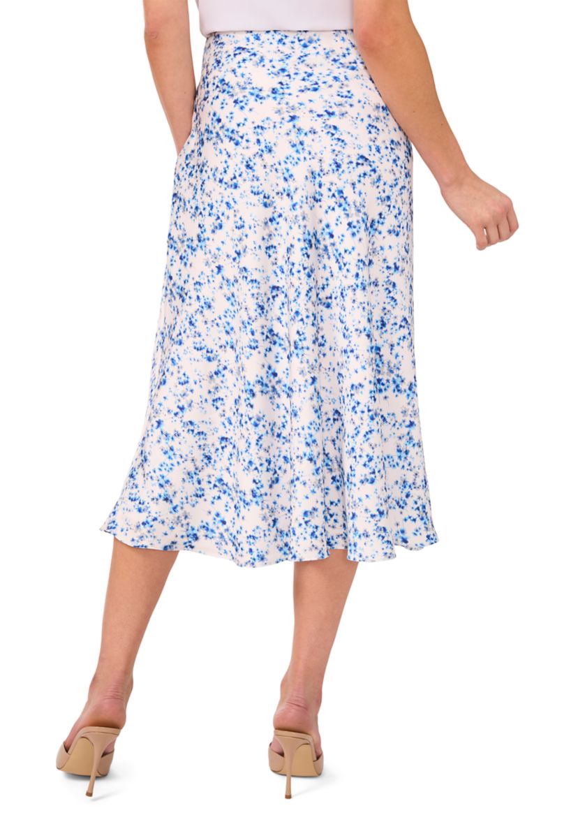 Womens Ditsy Satin Midi Skirt