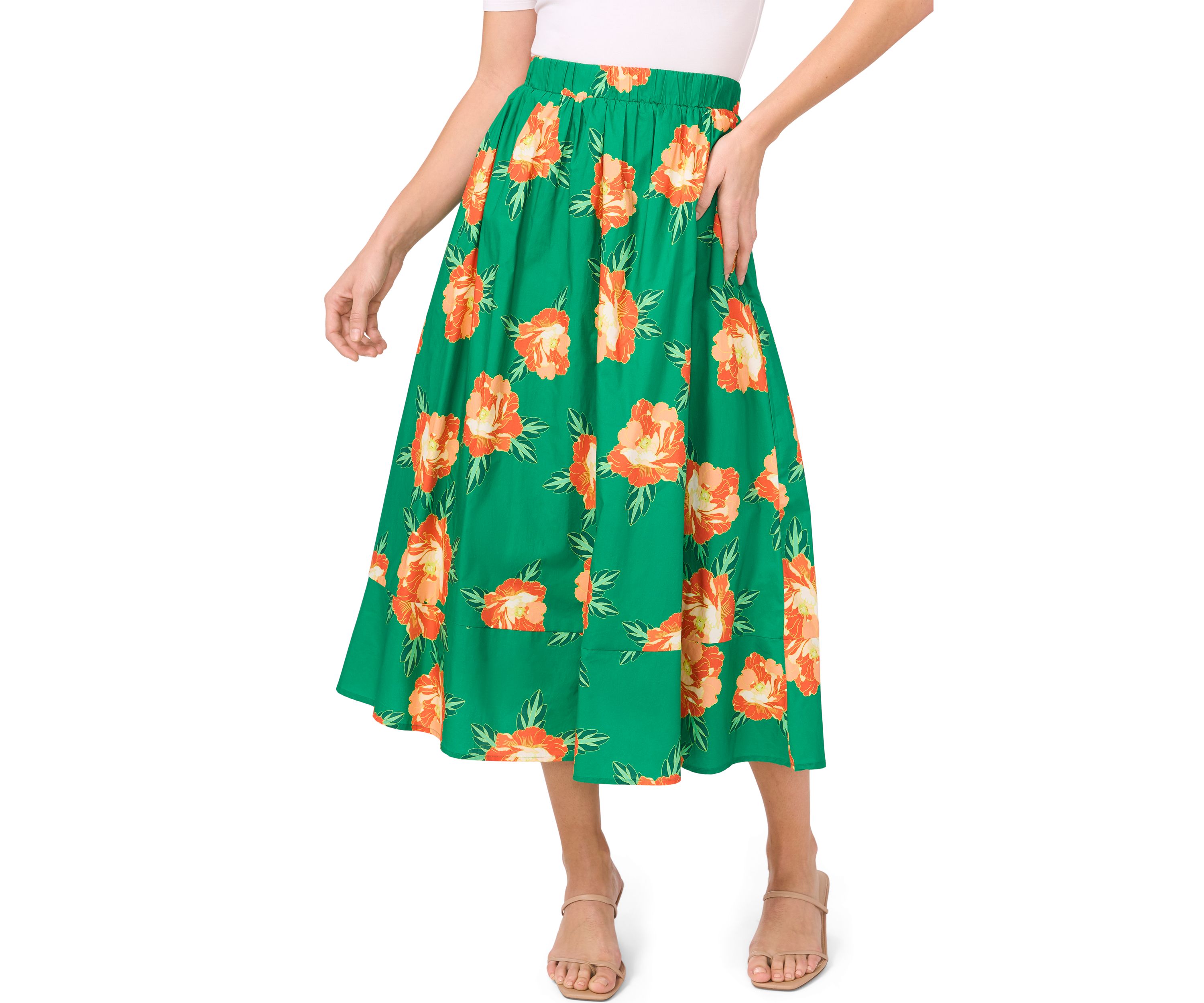 Womens A-Line Bold Floral Skirt 