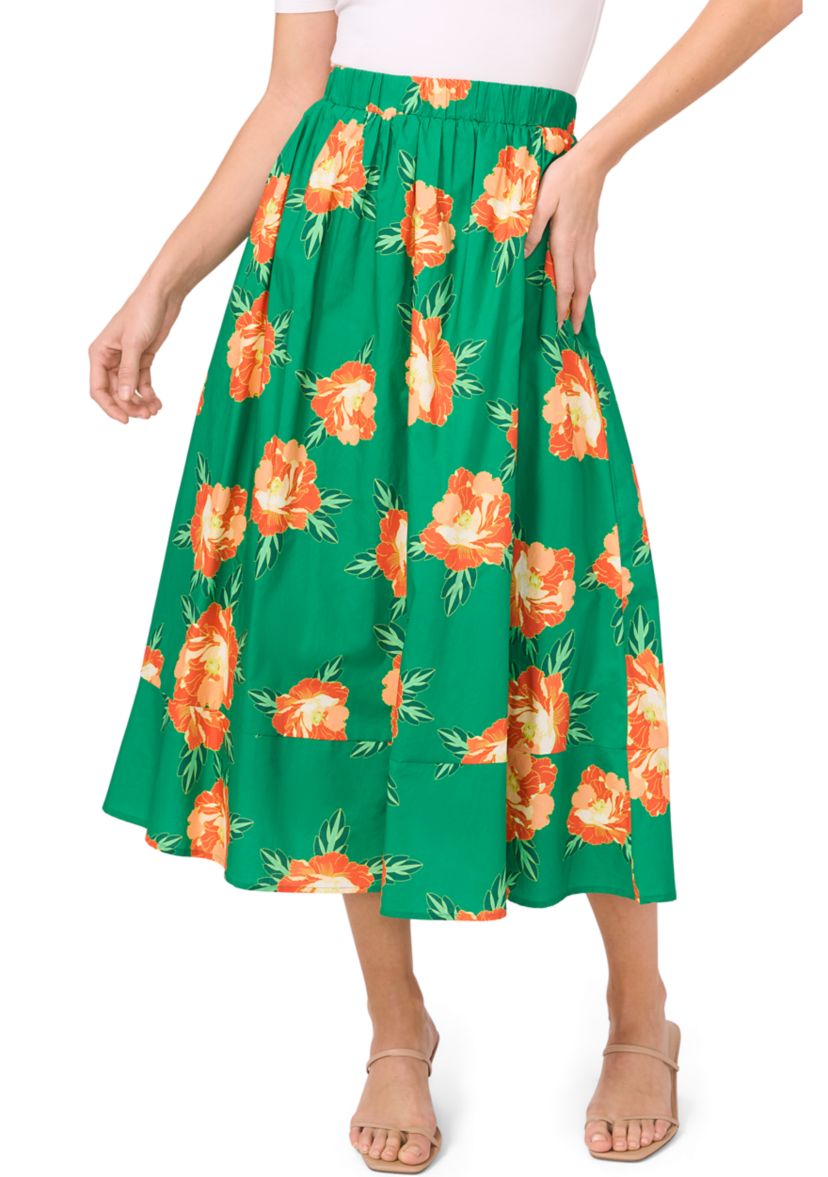 Womens A-Line Bold Floral Skirt 