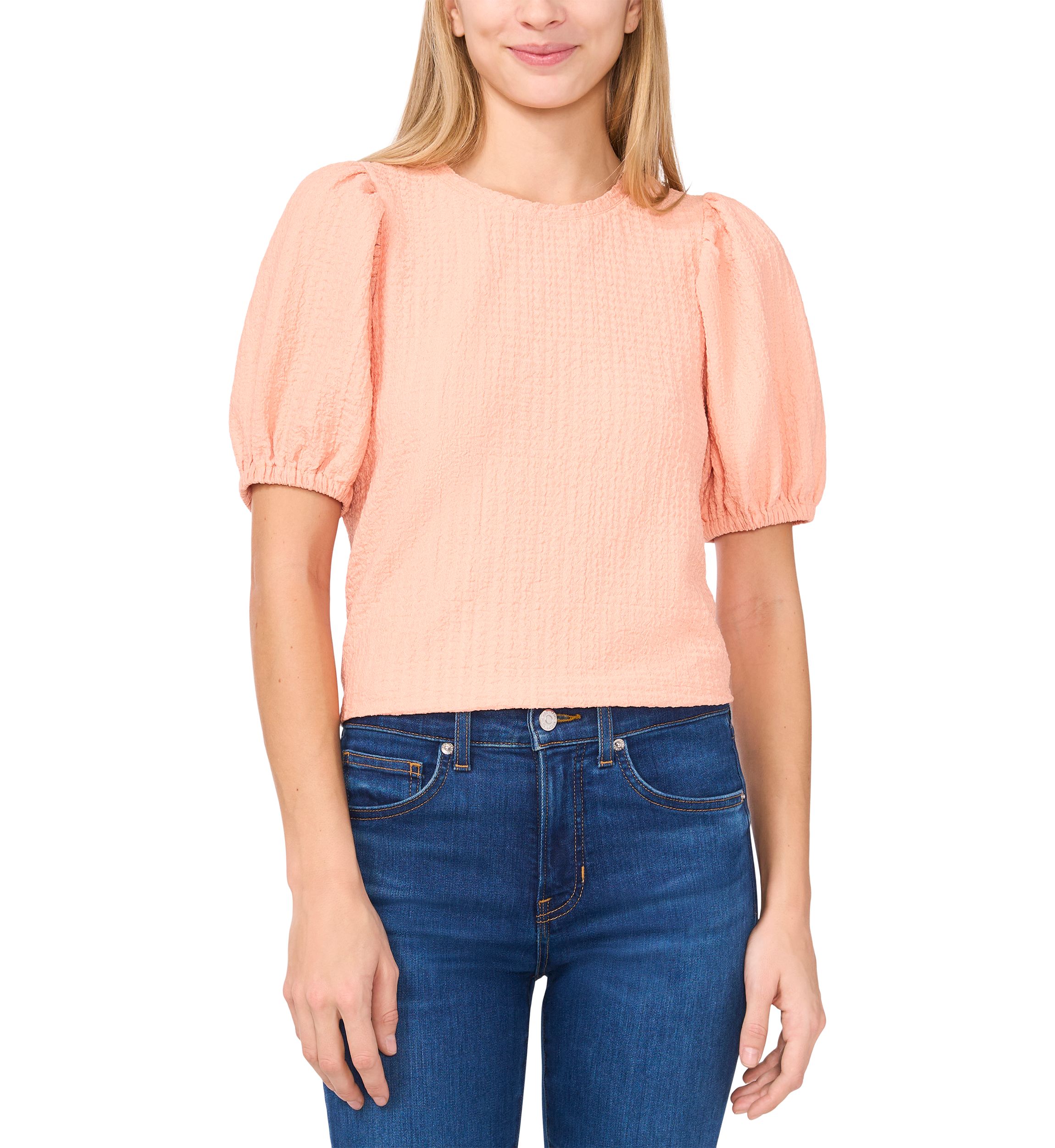 Womens Textured Short Sleeve Knit Top