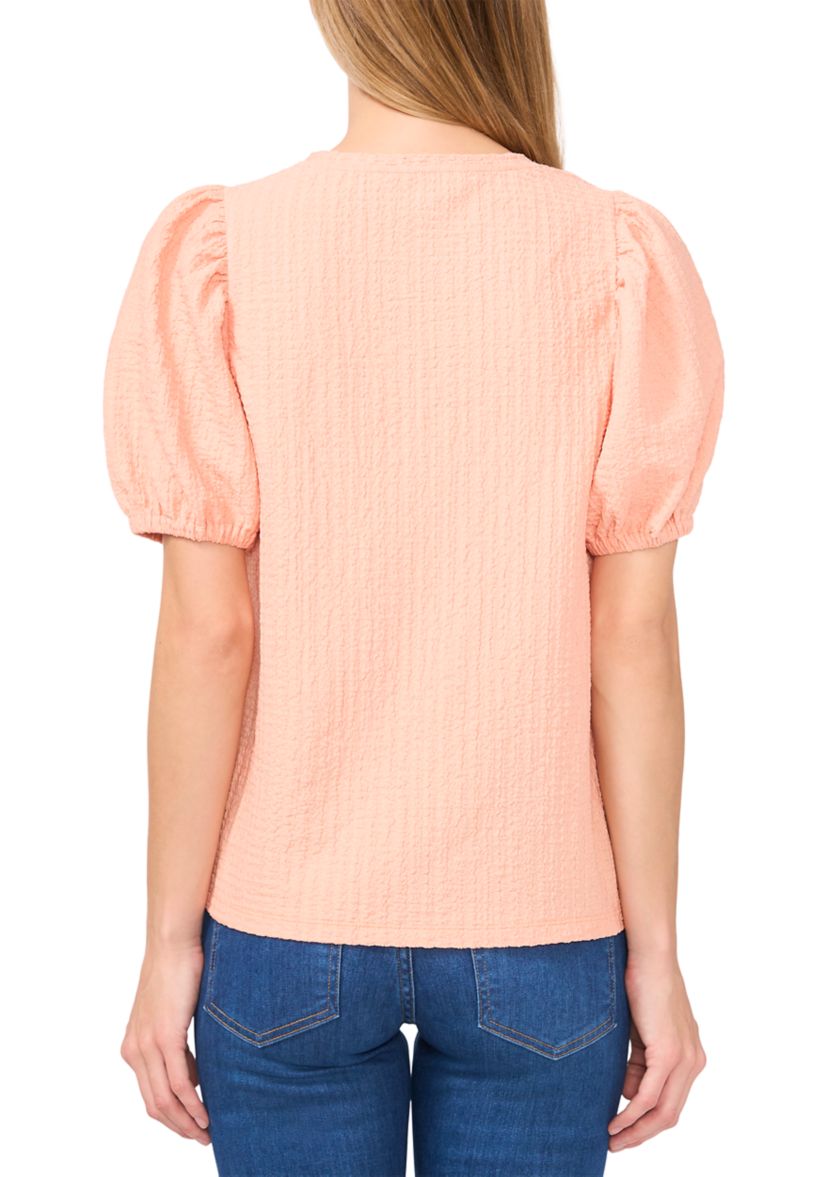 Womens Textured Short Sleeve Knit Top