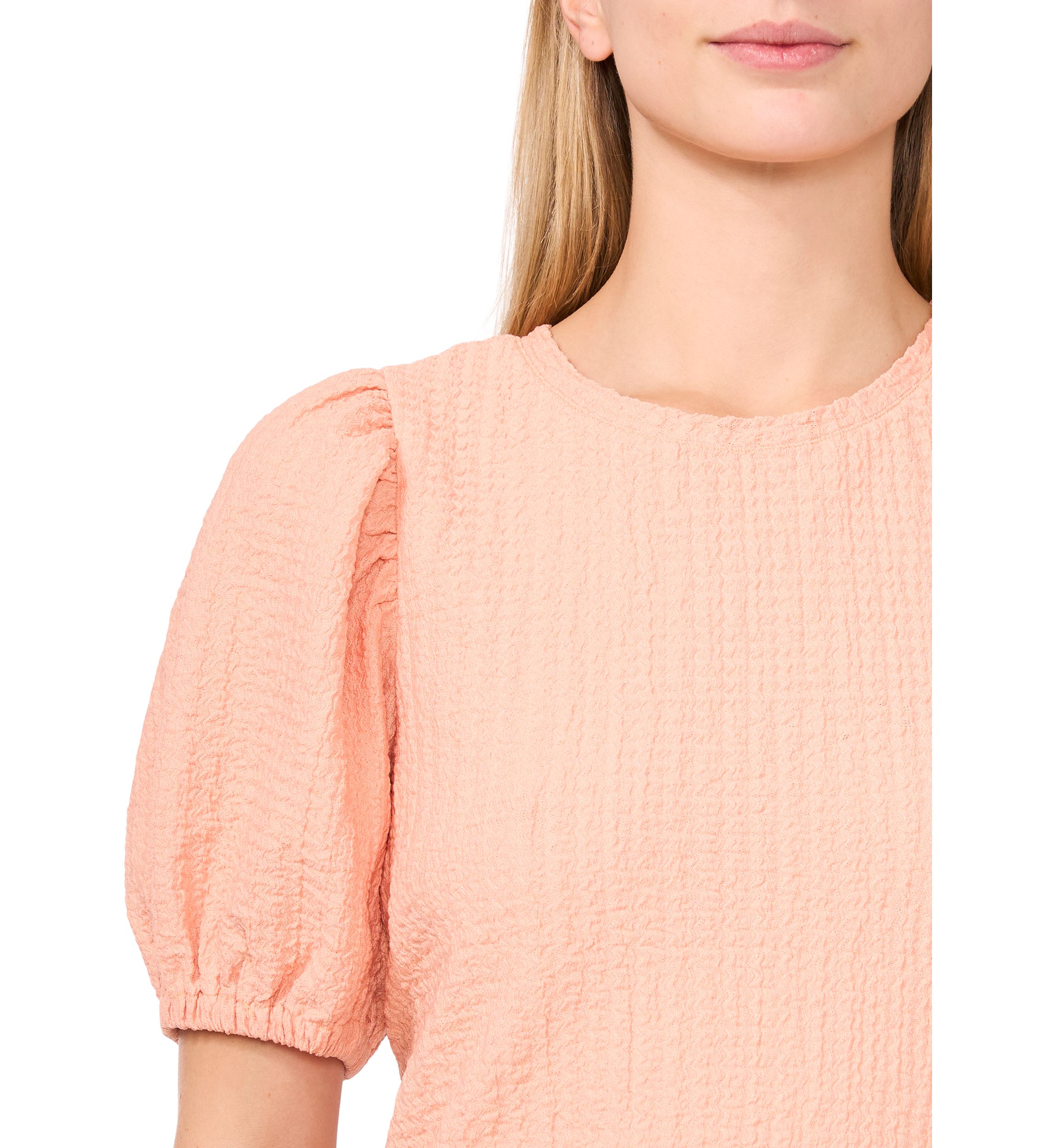 Womens Textured Short Sleeve Knit Top