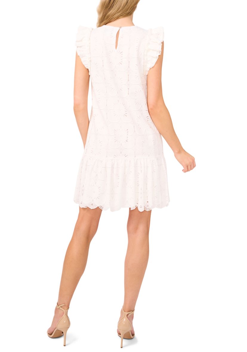 Womens Flutter Shoulder Lace Mini Dress