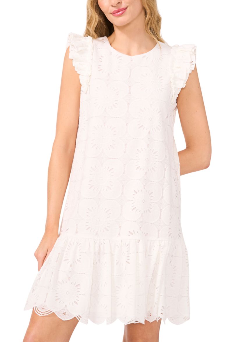Womens Flutter Shoulder Lace Mini Dress