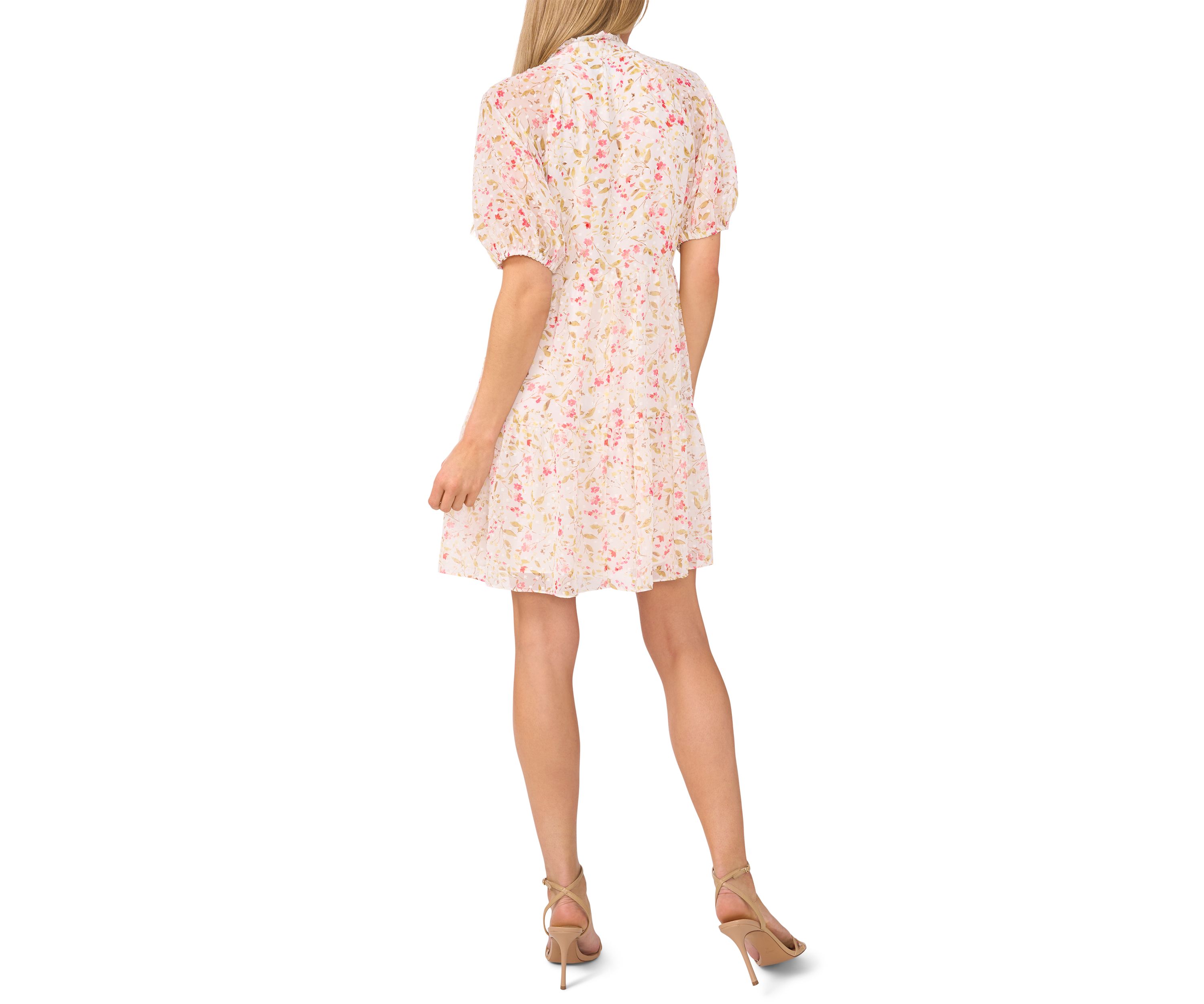 Womens Short Sleeve Floral Babydoll Tier Dress